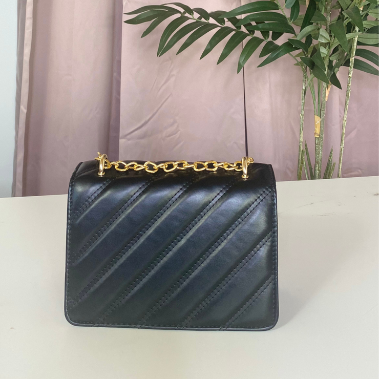 Cassie Accent Buckle Purse (Black)