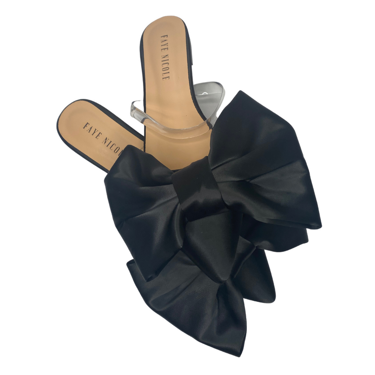Perfection Oversized Bow Flats - Black