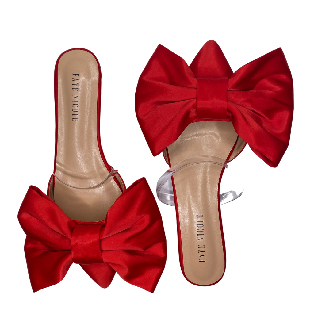 Perfection Oversized Bow Flats Red Faye Nicole