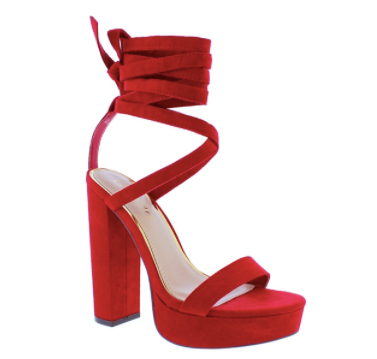 Women's Holly Heels Red Skin-Suede Shoes | STREETMODE ™