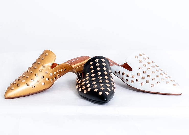 Diva Studded Slide in Flats (Black)