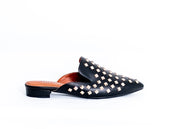 Diva Studded Slide in Flats (Black)