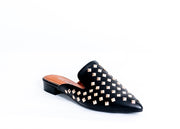 Diva Studded Slide in Flats (Black)