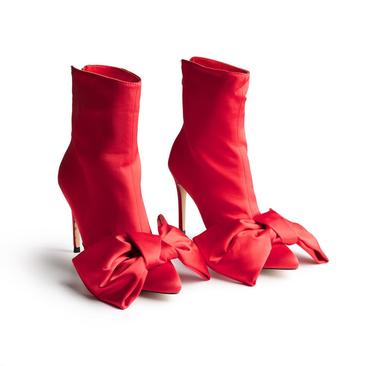 Perfection Oversized Bow Bootie (Red)